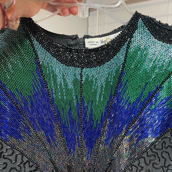 Oleg Cassin Beaded black, blue and green top - Picture 11 of 11